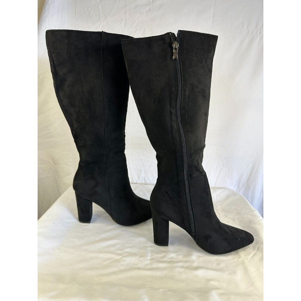 Couto Women's Faux Suede Knee Boots Size Zipper 3.5" Block Heel Size 9 NWOT
